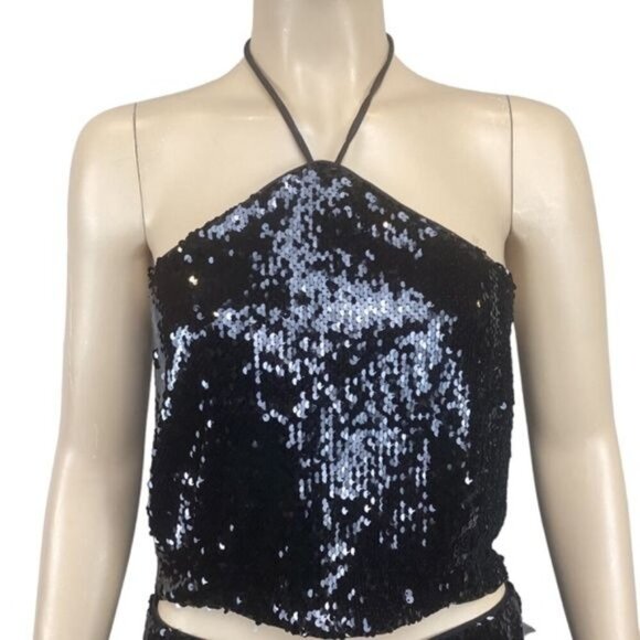NWT 2pc‎ House of Harlow 1960 Revolve sequins pants & halter top set Size large - Picture 5 of 9